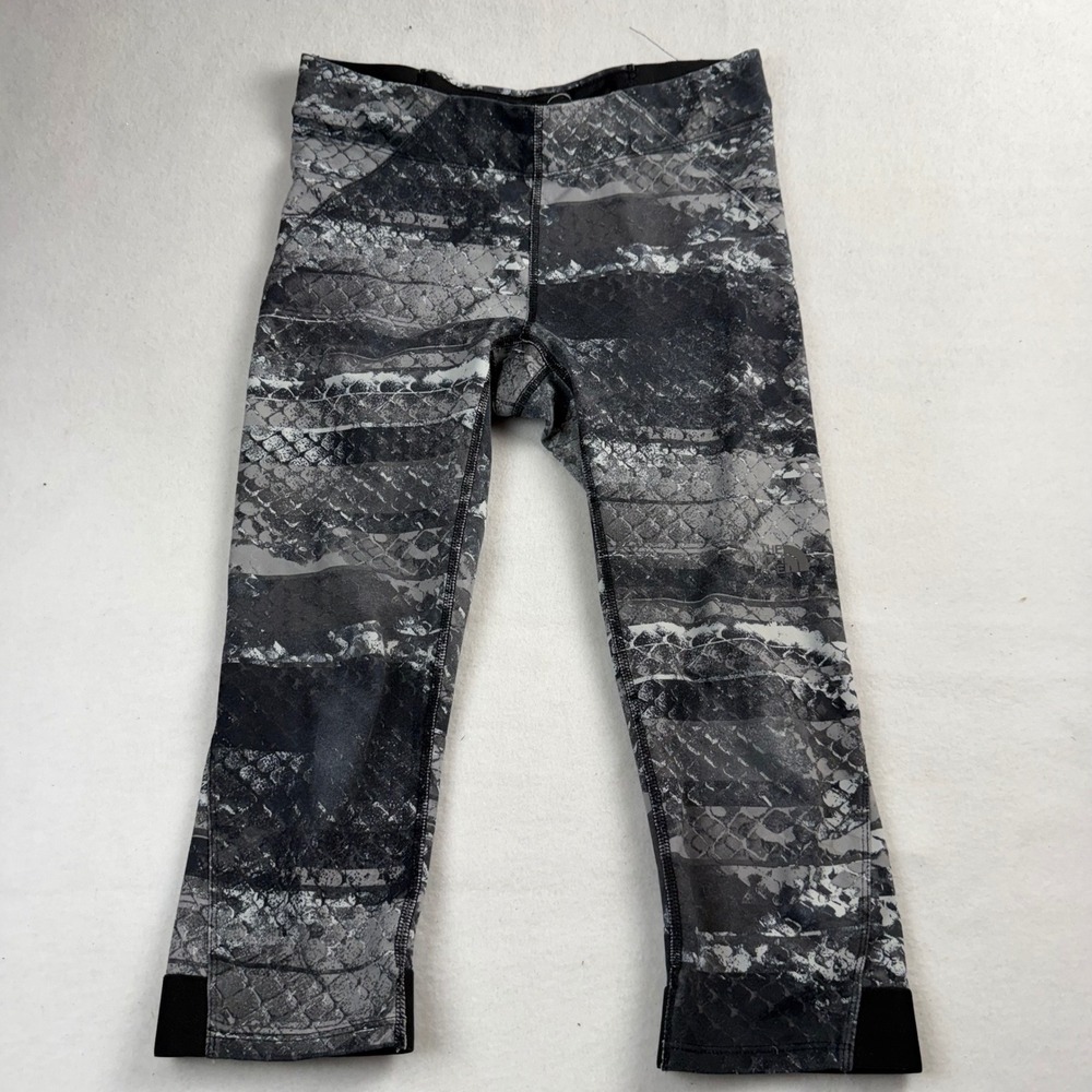 The North Face Womens Gray Snakeskin Print Cropped Leggings Back Zipper Pocket S